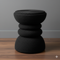 JOLEEN JUTE STOOL/TABLE -  BLACK