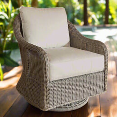 CAPRI OUTDOOR SWIVEL CHAIR - WHITE FABRIC