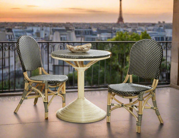 FRENCH BISTRO DINING TABLE - BLACK/BEIGE - Padma's Plantation