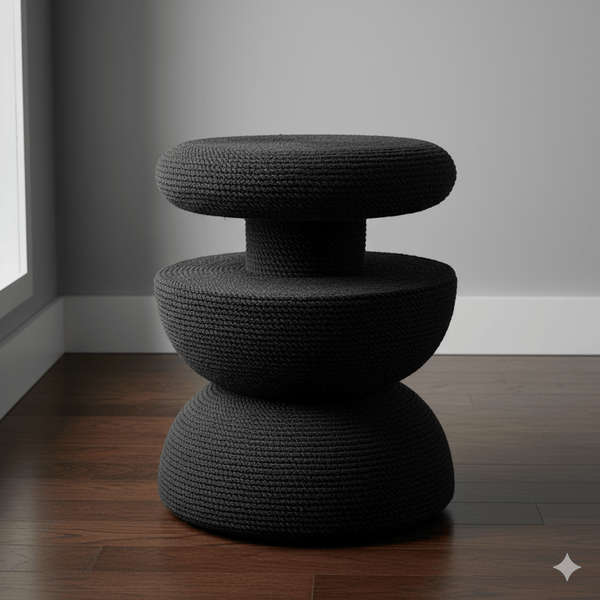 JAY JUTE STOOL - BLACK - Padma's Plantation