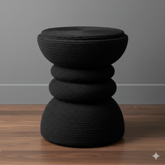 JOLEEN JUTE STOOL/TABLE - BLACK - Padma's Plantation