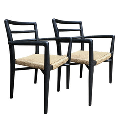 SET OF 2 - OUTDOOR VERANDA ARM DINING CHAIR - BLACK