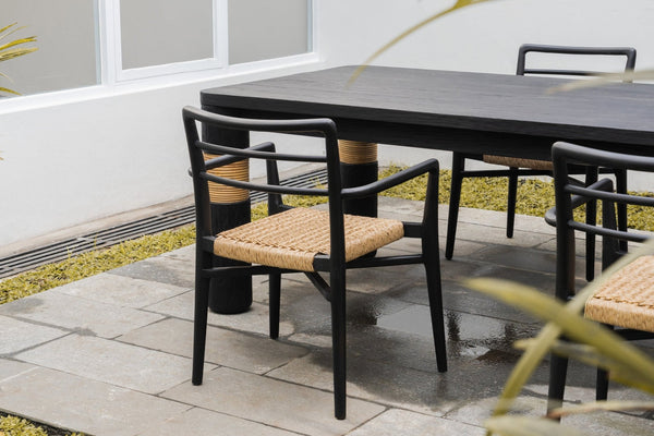 OUTDOOR VERANDA ARM DINING CHAIR - BLACK - SET OF 2 - Padma's Plantation