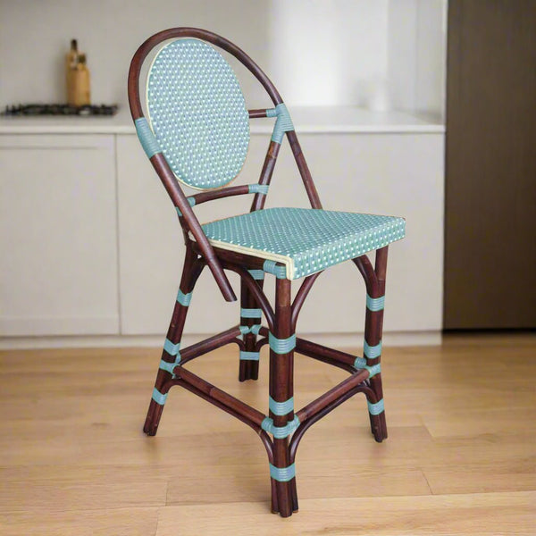 Paris Bistro Counter Stool - Blue - Padma's Plantation