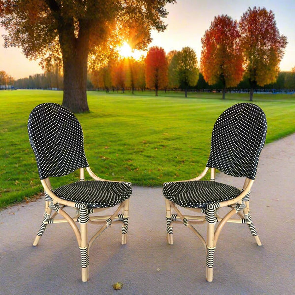 SET OF 2 - FRENCH BISTRO CHAIR - BLACK/BEIGE - Padma's Plantation