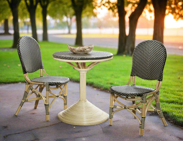SET OF 2 - FRENCH BISTRO CHAIR - BLACK/BEIGE - Padma's Plantation