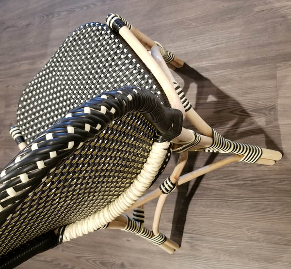 SET OF 2 - FRENCH BISTRO CHAIR -BLACK/BEIGE - Padma's Plantation