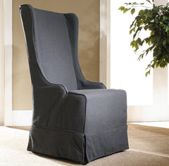 Atlantic Beach Wing Dining Chair - Slipcover only - Charcoal Linen - Padma's Plantation