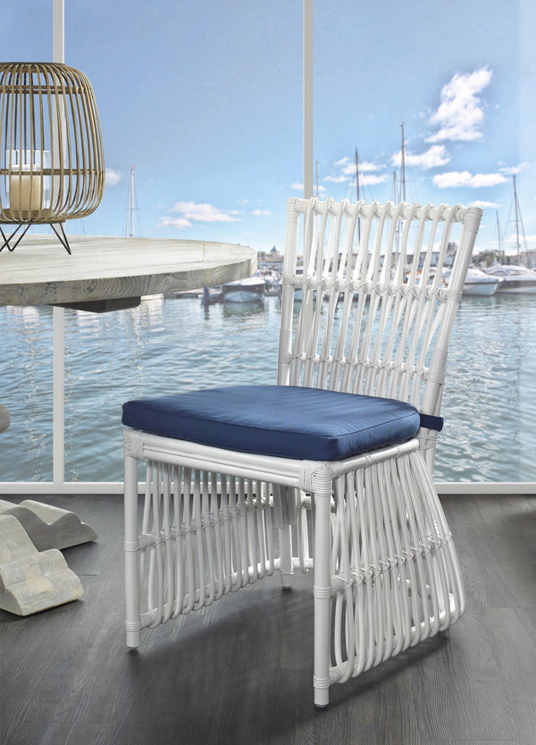 BUNGALOW DINING CHAIR - WHITE – NAVY - Padma's Plantation