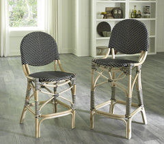 FRENCH BISTRO COUNTER STOOL - BLACK/BEIGE - Padma's Plantation
