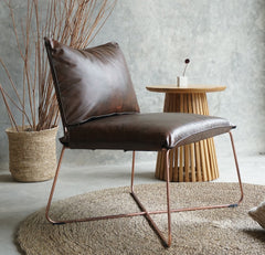 MODERNE LOUNGE CHAIR - DARK BROWN LEATHER - Padma's Plantation