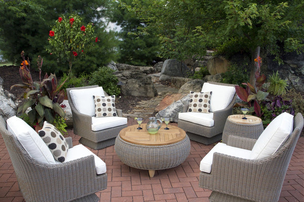 OUTDOOR PARADISE END TABLE WITH TEAK WOOD TOP - Padma's Plantation