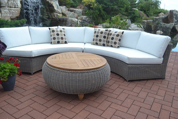 OUTDOOR PARADISE OTTOMAN WITH TEAK WOOD TOP - Padma's Plantation