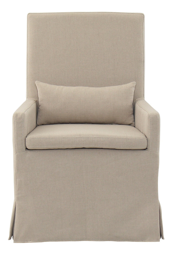 SANDSPUR BEACH ARM DINING CHAIR - WITH CASTERS - BRUSHED LINEN - Padma's Plantation