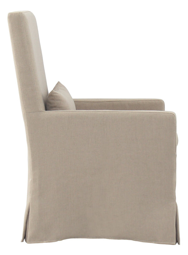 SANDSPUR BEACH ARM DINING CHAIR - WITH CASTERS - BRUSHED LINEN - Padma's Plantation
