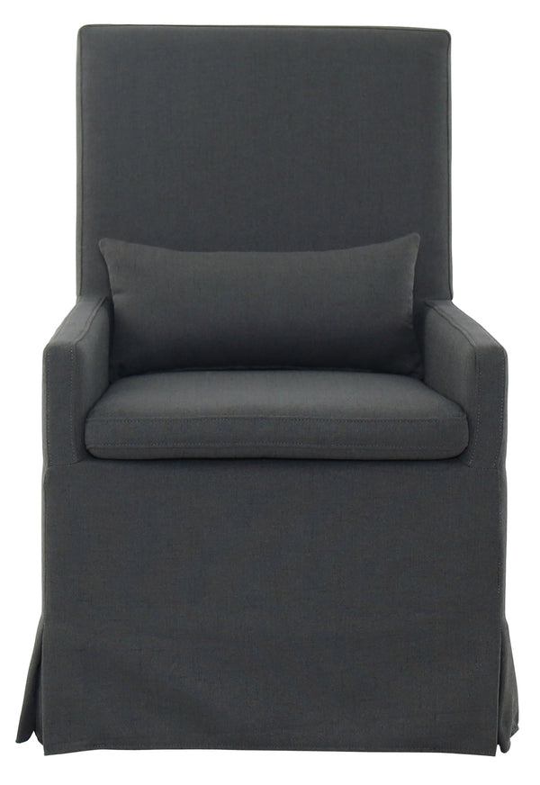 SANDSPUR BEACH ARM DINING CHAIR - WITH CASTERS - CHARCOAL GREY - Padma's Plantation