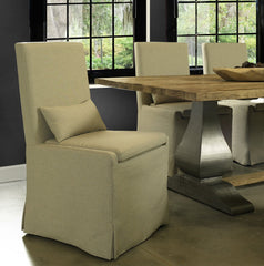 SANDSPUR BEACH DINING CHAIR W/ CASTERS- BRUSHED LINEN - Padma's Plantation