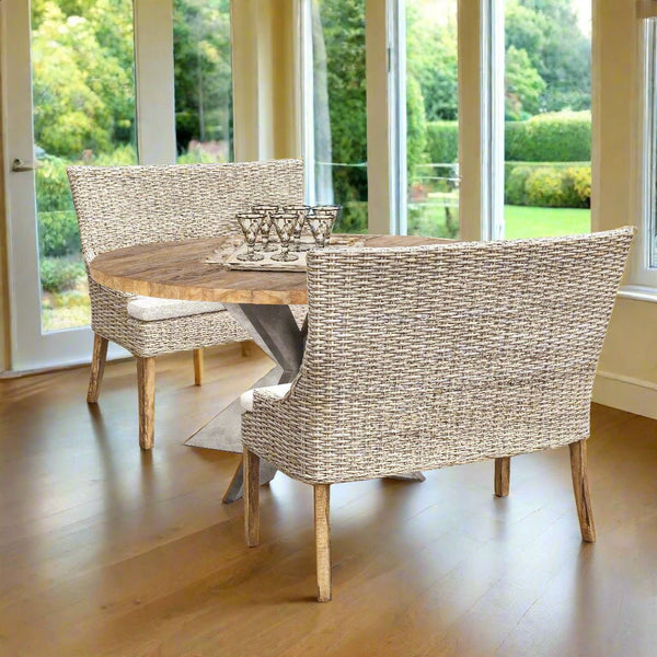 Alfresco Dining Settee – Sand Fabric or White Fabric - Padma's Plantation