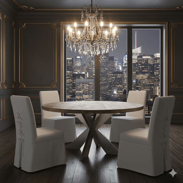 EMILY ROUND RECYCLED TEAK WOOD DINING TABLE - 59