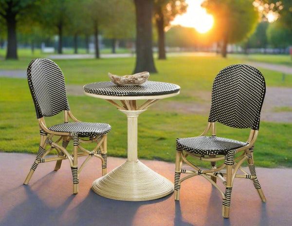FRENCH BISTRO DINING TABLE - BLACK/BEIGE - Padma's Plantation