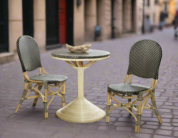 FRENCH BISTRO DINING TABLE - BLACK/BEIGE - Padma's Plantation