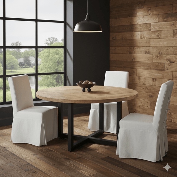 GIORGIA RECLAIMED TEAK ROUND DINING TABLE - Padma's Plantation