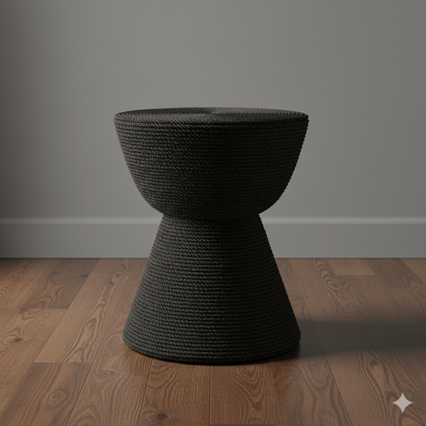 JEN JUTE STOOL - BLACK - Padma's Plantation