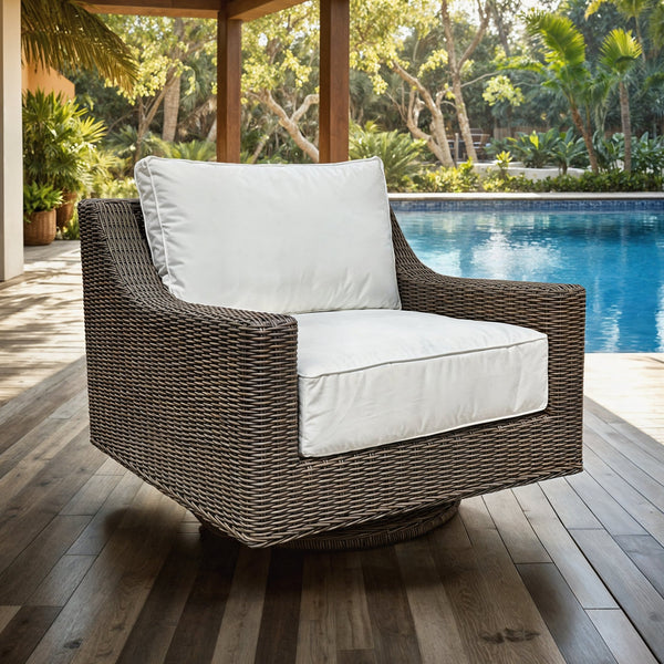OUTDOOR NAUTILUS SWIVEL ROCKER ( 2 FABRIC CHOICES) - Padma's Plantation