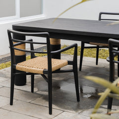 OUTDOOR VERANDA ARM DINING CHAIR - BLACK - SET OF 2 - Padma's Plantation