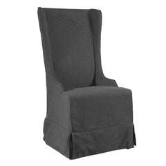 Atlantic Beach Wing Dining Chair - Slipcover only - Charcoal Linen