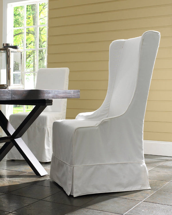Atlantic Beach Wing Dining Chair - Slipcover only - Sunbleached White - Padma's Plantation