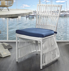 BUNGALOW DINING CHAIR - WHITE – NAVY - Padma's Plantation