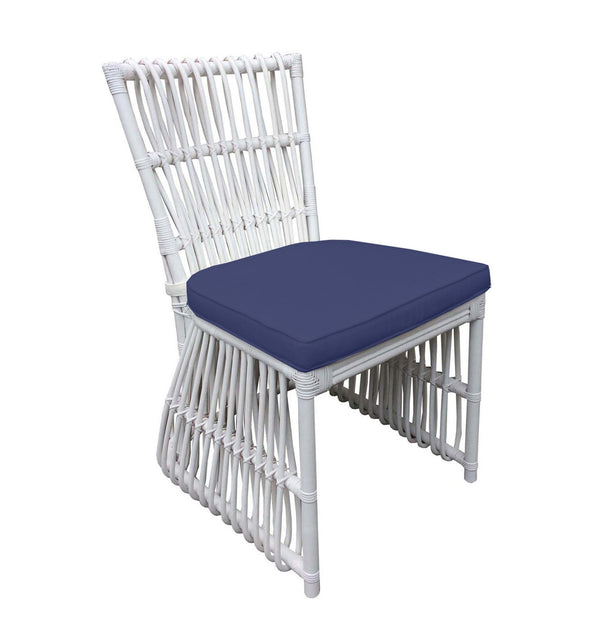 BUNGALOW DINING CHAIR - WHITE – NAVY - Padma's Plantation