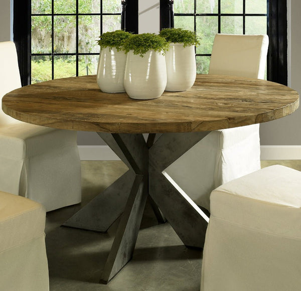 EMILY ROUND RECYCLED TEAK WOOD DINING TABLE - 59