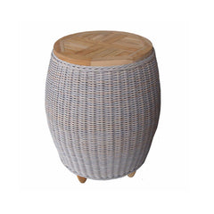 OUTDOOR PARADISE END TABLE WITH TEAK WOOD TOP