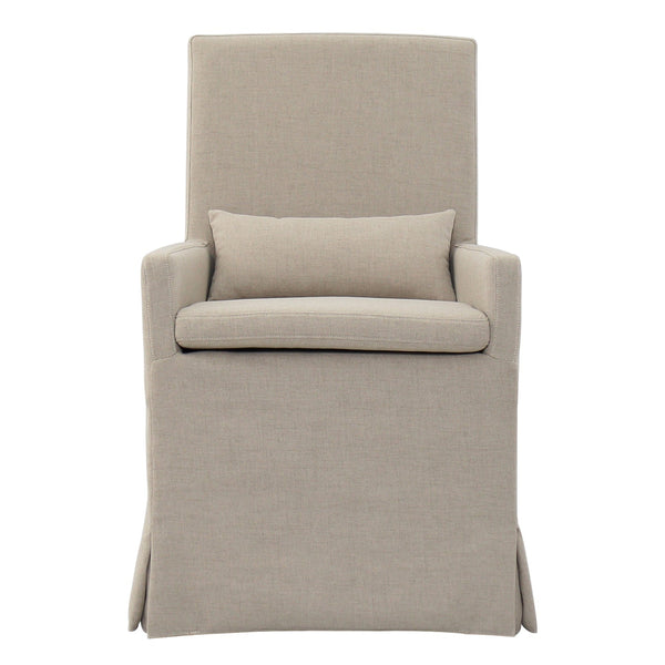 SANDSPUR BEACH ARM DINING CHAIR - WITH CASTERS - BRUSHED LINEN - Padma's Plantation