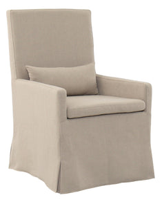 SANDSPUR BEACH ARM DINING CHAIR - WITH CASTERS - BRUSHED LINEN