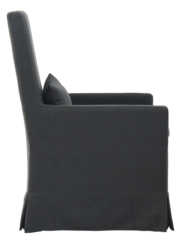 SANDSPUR BEACH ARM DINING CHAIR - WITH CASTERS - CHARCOAL GREY - Padma's Plantation