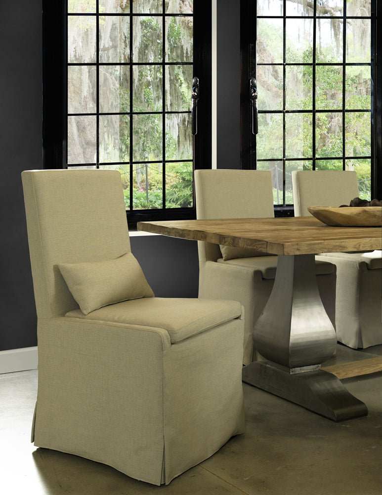 sandspur beach dining chair w/ casters- brushed linen