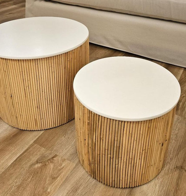 Willow Coffee Tables - Set of 2 - White - Padma's Plantation